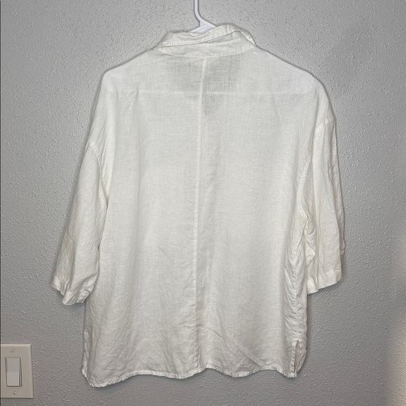 C&C California Women's White Linen 3/4 Sleeve Button-Up Shirt Size Large - Picture 5 of 5